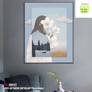 Khung dày 2.5cm Tranh số hóa tự vẽ mã CN4127 đơn giản cho người mới tập tô