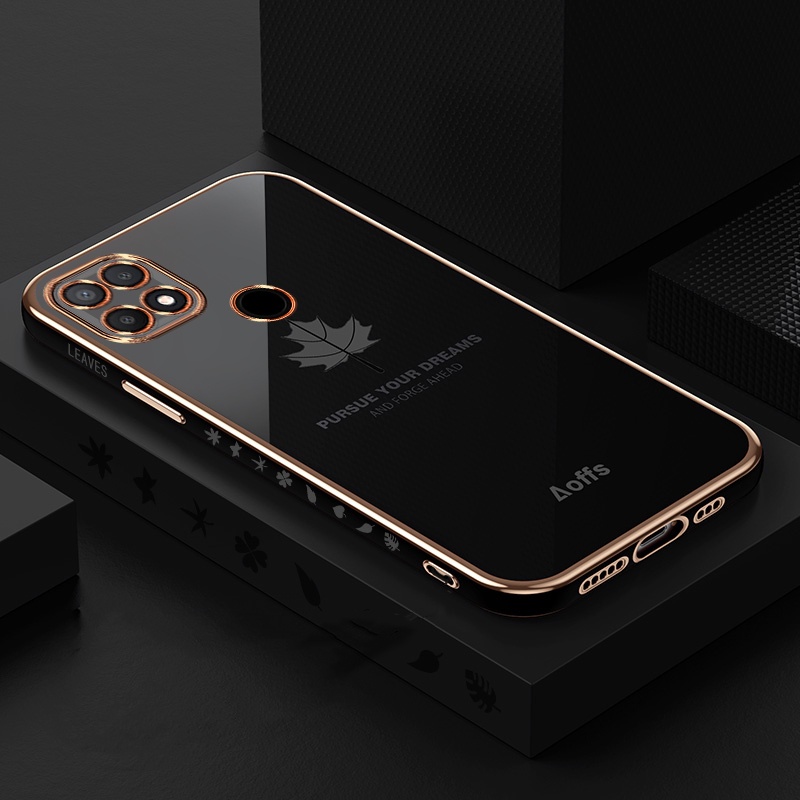 Ốp Điện Thoại Mạ Điện Hình Lá Phong Cho OPPO A15 A15S A54 A16 A94 A53 2020 A3S A5S A7 A12 A52 A92 A5 2020 A9 2020 F7 R&X