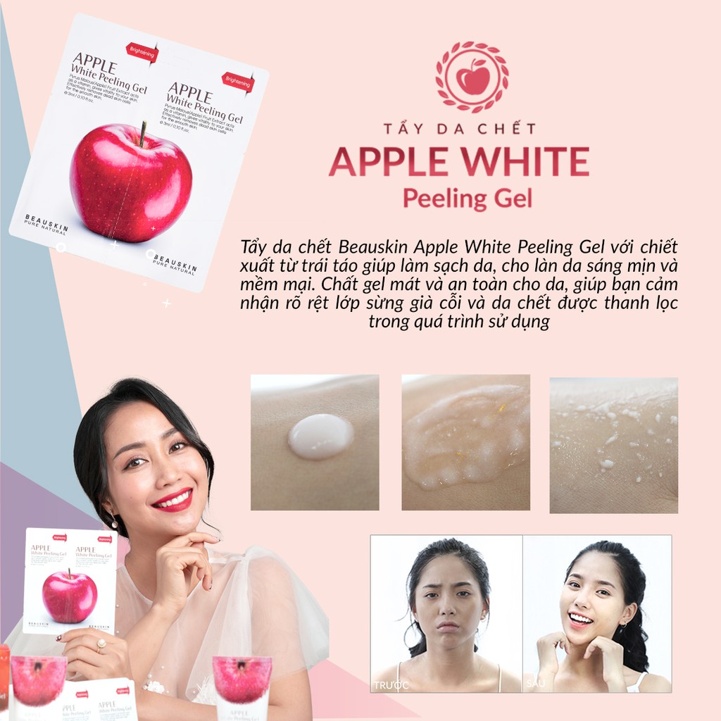 Tẩy Tế Bào Chết Mặt Dạng Gel Dịu Nhẹ BEAUSKIN Apple White Peeling Gel 150ml