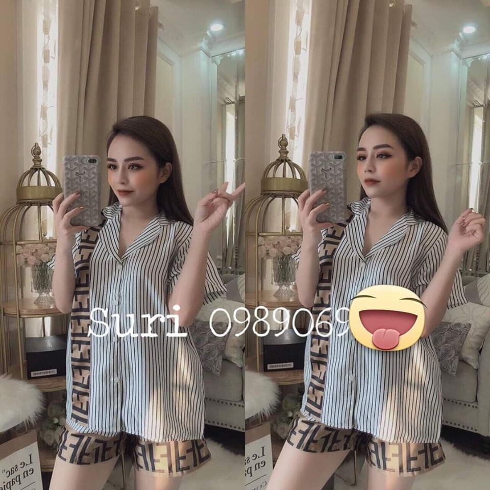 pizama cộc đùi họa tiêt fd