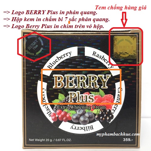 Kem dưỡng trắng da giảm mờ các vết thâm nám và tàn nhang 4K Berry Plus Extra thiên nhiên Thái Lan