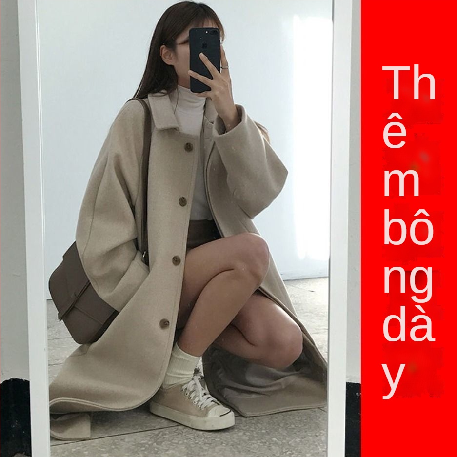 Áo khoác len dày dáng ngắn phong cách Hàn Quốc mới cho nữ