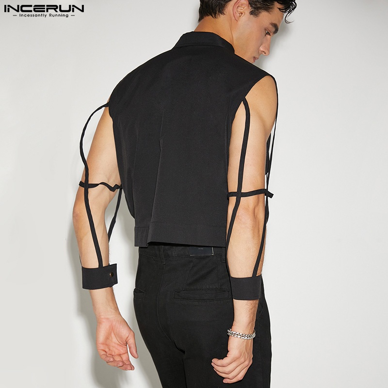 Áo sơ mi INCERUN nam dài tay cài nút độc đáo kích thước S-5XL