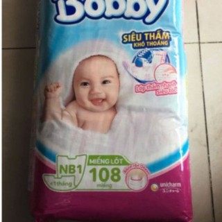 Miếng lót sơ sinh bobby nb1 108 miếng tặng 9 miếng tã dán sơ sinh xs
