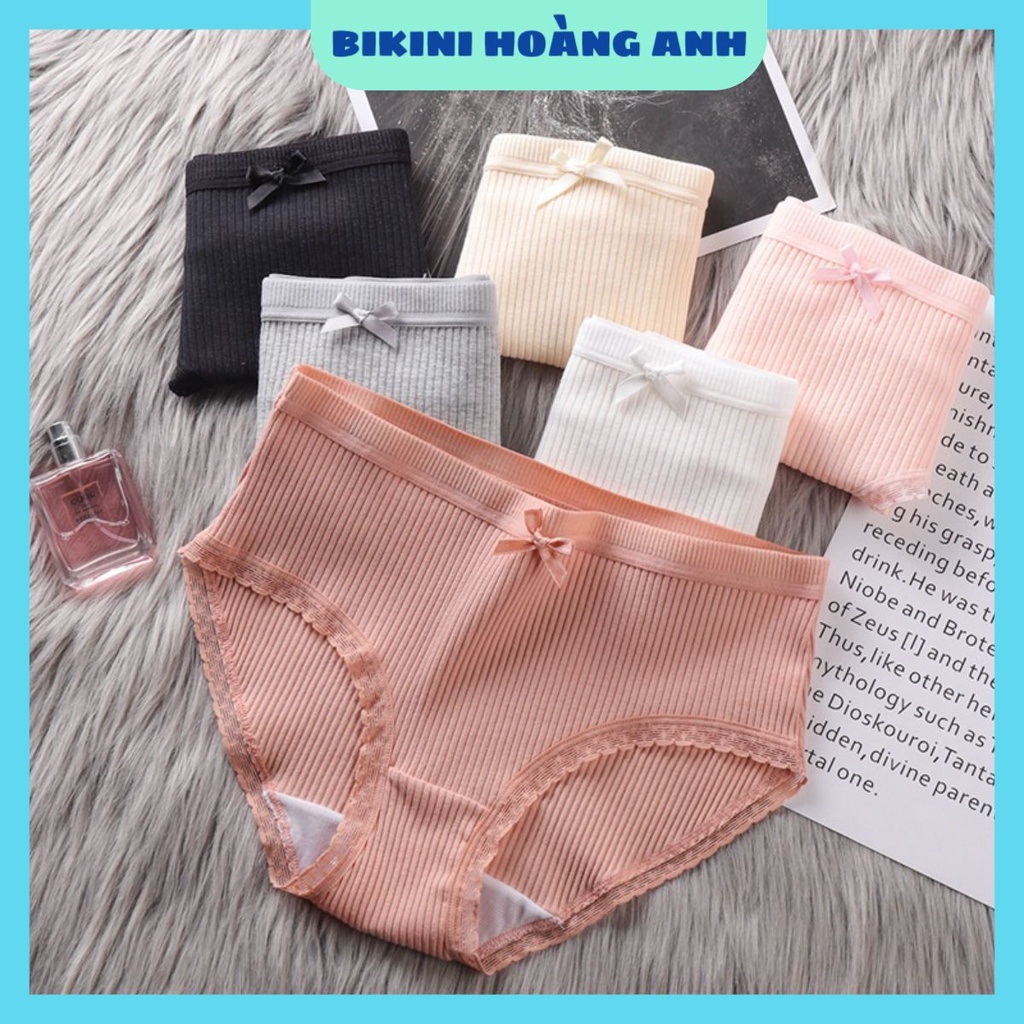 Quần Lót Nữ ❤️FREESHIP❤️ Quần Lót Nữ cotton gân tăm viền ren đính nơ siêu mềm mịn thoáng mát mã 029
