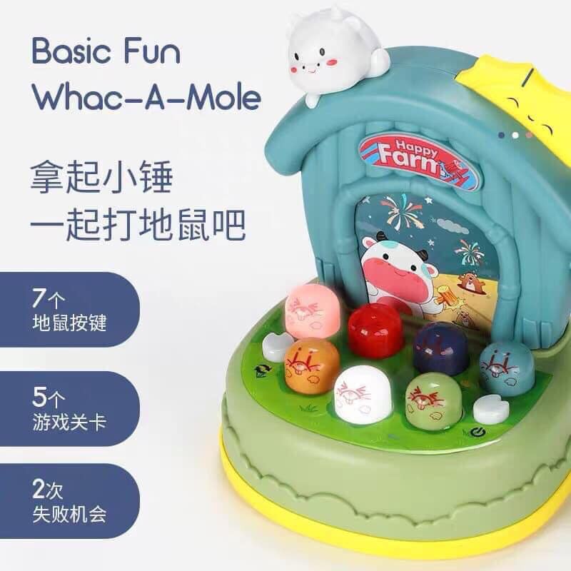 Bộ Đồ Chơi Đập Chuột Phát Nhạc Cho Trẻ em Bộ Chuột Hamster Cho Bé Có Đèn Giao Màu Ngẫu Nhiên