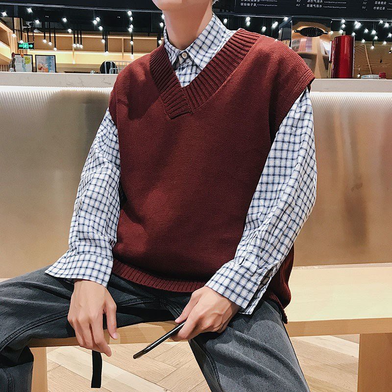  Áo len không tay cổ chữ V màu trơn trẻ trung sành điệu | BigBuy360 - bigbuy360.vn