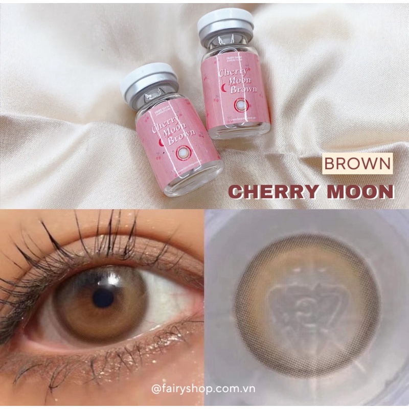 Kính Áp tròng Cherry Moon Brown 14.0mm  - Lens Phủ Bóng Glowy FAIRY SHOP CONTACT LENS - Lens Trăng Khuyết