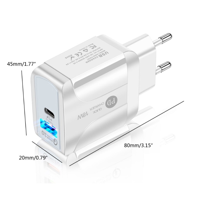 Củ Sạc Nhanh Usb 3.0 Qc 18w Pd