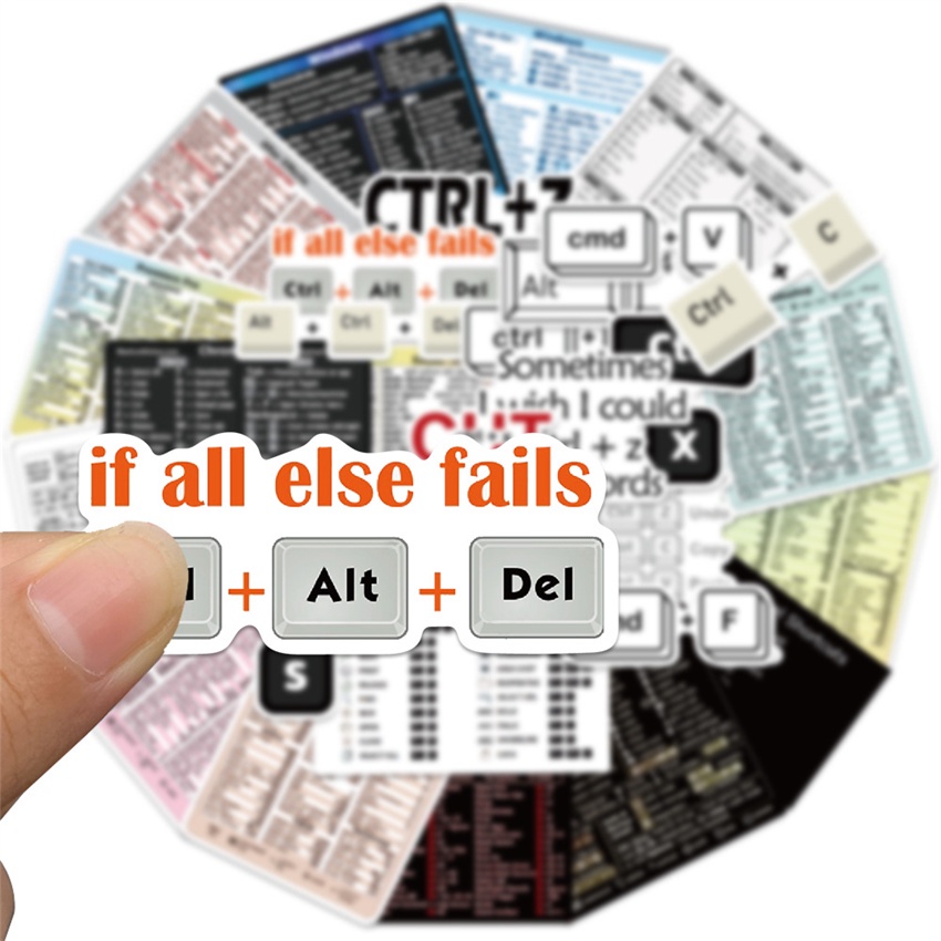 ❉ Miếng Dán Bàn Phím Ngắn Series 01 ❉ Bộ 30 Miếng Dán Chống Thấm Nước Họa Tiết Doodle Thời Trang