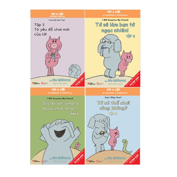 Sách Combo Picture Book Song Ngữ: Voi & Lợn tập 5- tập 8 (truyện kể cho bé trước giờ đi ngủ)