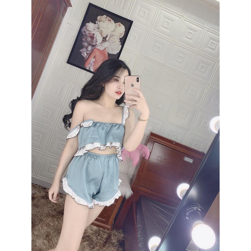 Đồ ngủ sexy nữ - Đồ sexy nữ lụa satin gợi cảm Freesize dưới 60kg | BigBuy360 - bigbuy360.vn