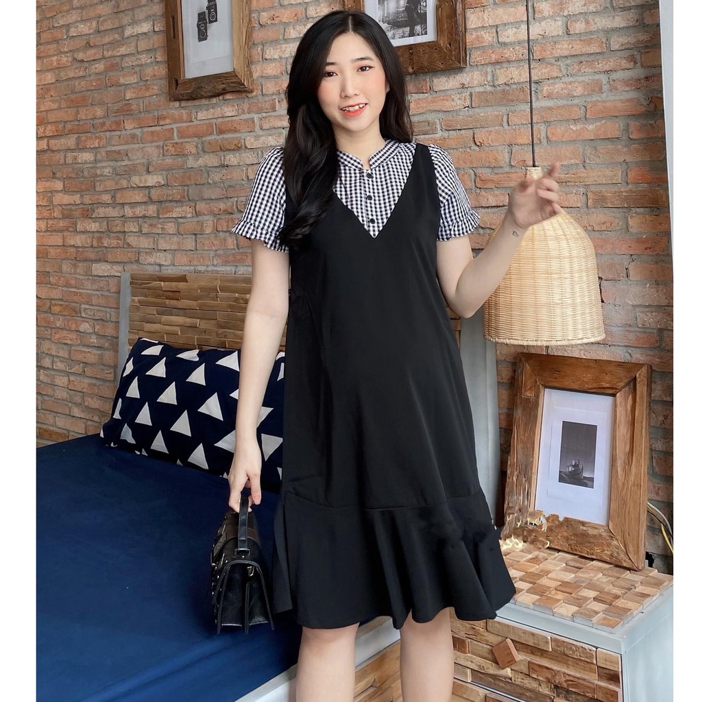 Váy bầu công sở dáng đuôi cá cổ tầu