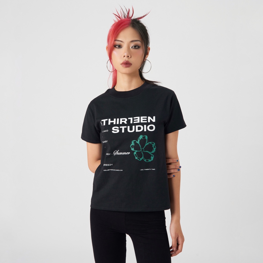 Áo thun nữ ngắn tay Peasy black T-shirt