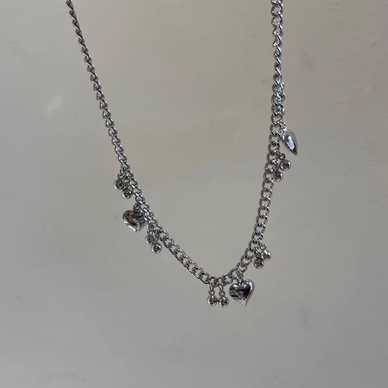Vòng cổ thép titan không gỉ mặt hình trái tim dành cho nữ chuỗi dây xích tạo kiểu đơn giản phong cách Retro, Vintage