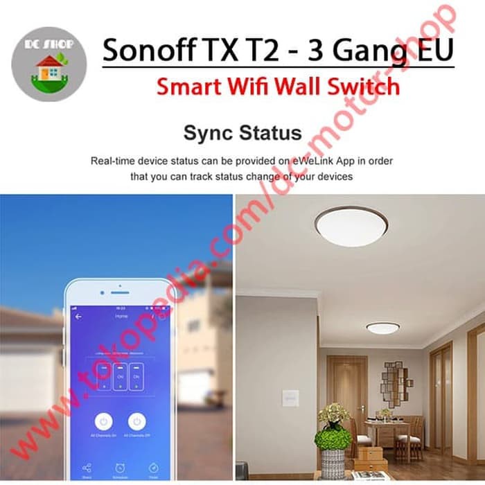 Công Tắc Cảm Ứng Thông Minh Sonoff Touch Tx T2 Eu-3gang Wifi & Rf 433mhz