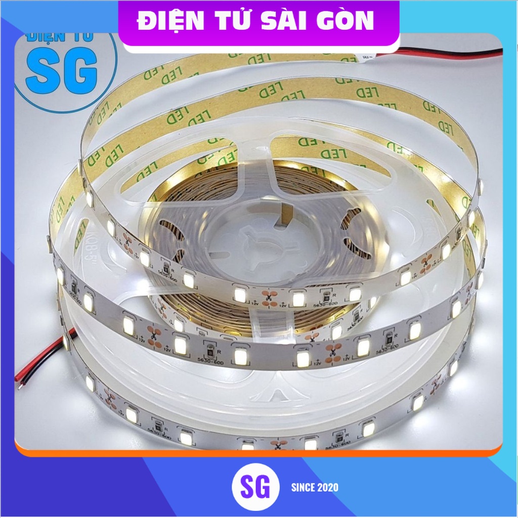 Led dây 5630 12V ánh sáng trắng 6000K 1 mét 60 bóng không phủ epoxy