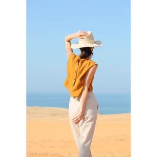 MORI - Áo linen cổ trụ