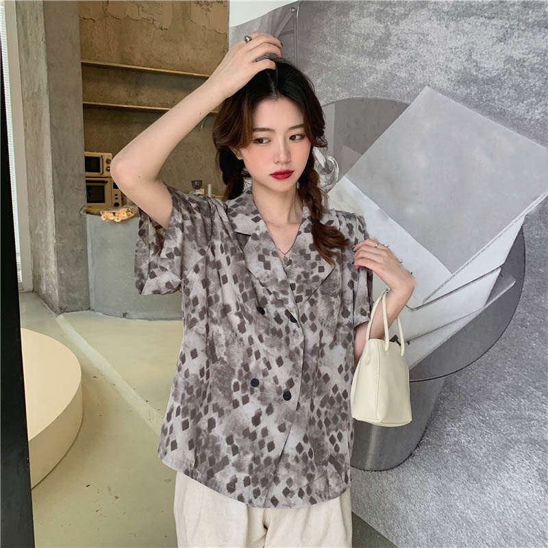 Áo Sơ Mi Tay Ngắn Họa Tiết Hoa Thời Trang Cho Nữ