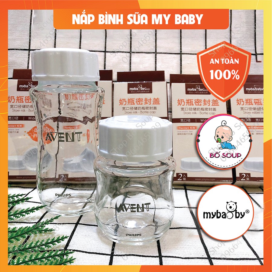 Set 2 Chiếc Nắp Đậy Bình Sữa Dùng Cho Bình Avent Cổ Rộng Hãng MyBaby