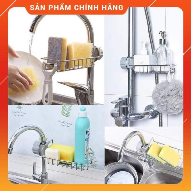 [FreeShip] Giá để đồ cài cạnh vòi nước rửa bát nhà tắm bằng inox. Huy Anh