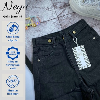 Quần Short Jean Nữ Ngố Lửng Trơn Cạp Cao Có Đai Nút Rách Kiểu ULZZANG Năng Động