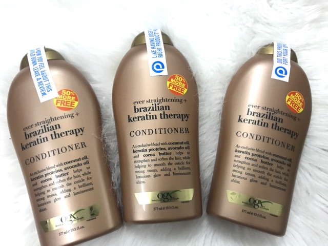 Dầu xả OGX Ever Straightening Brazilian Kẻatin Therapy 577ml