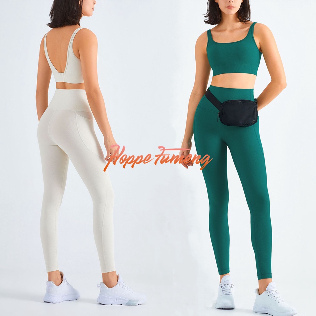 Bộ đồ thể thao Hoppe Fumeng gồm áo ngực và quần dài cạp cao năng động cho nữ