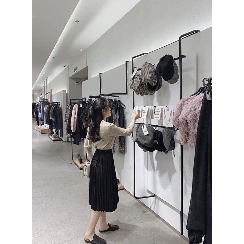 Chân Váy Xếp Ly Dáng dài qua gối_dáng Xuông CẠP CHUN cực chuẩn đẹp dài