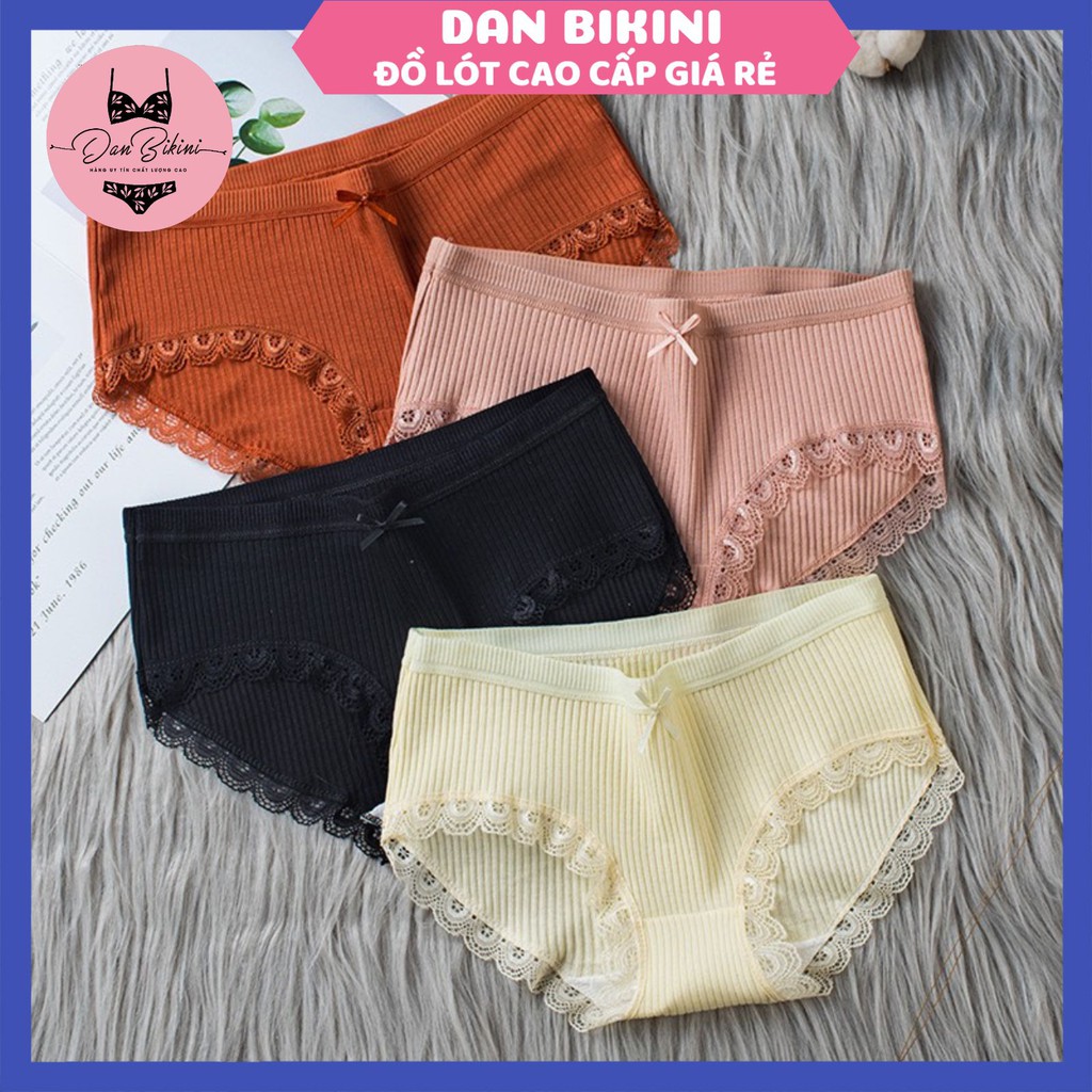 Quần Lót Nữ ❤️FREESHIP❤️ Quần Lót Nữ cotton gân tăm viền ren siêu mềm mịn thoáng mát mã 1778