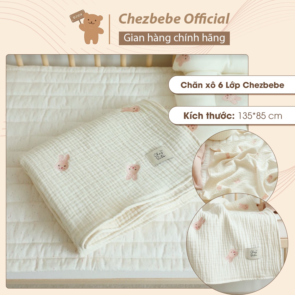 Chăn xô cho bé 6 lớp giúp giữ ấm, mềm mịn, an toàn cho da nhạy cảm Chezbebe Hàn Quốc
