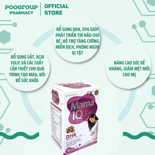 Viên uống MAMA IQ GOLD bổ sung sắt và dưỡng chất cho mẹ bầu, phát triển trí não cho bé, giảm mệt mỏi trong thai kỳ