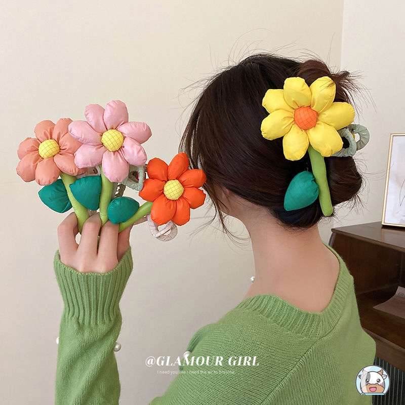 Kẹp Tóc Vải Họa Tiết Hoạt Hình Ba Chiều Phong Cách Hàn Quốc Dễ Thương Dành Cho Nữ