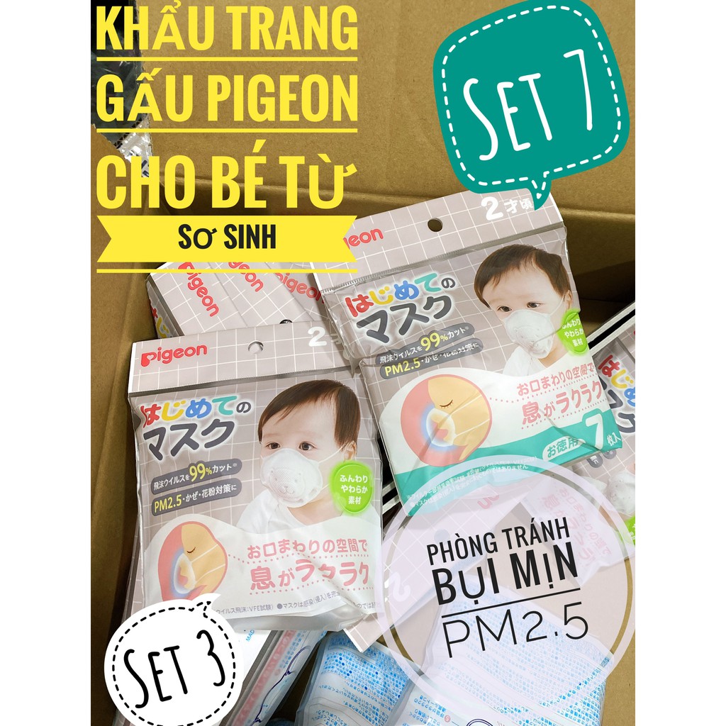 Khẩu trang gấu Pigeon cho bé set 3/7 từ sơ sinh