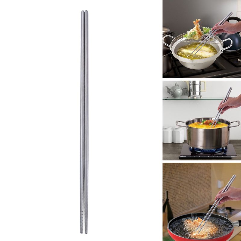 đũa chiên xào INOX 304 dài 36cm,  đôi đũa xào nấu inox cao cấp chống nóng khi sử dụng
