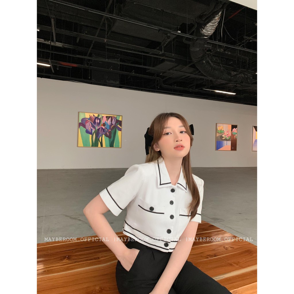 Set áo croptop mix quần suông đen - Mono set Mayberoom | BigBuy360 - bigbuy360.vn