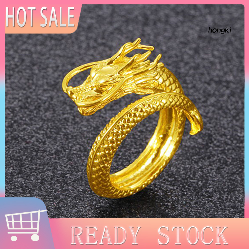 Nhẫn Đeo Tay Khắc Hình Rồng Phong Cách Vintage