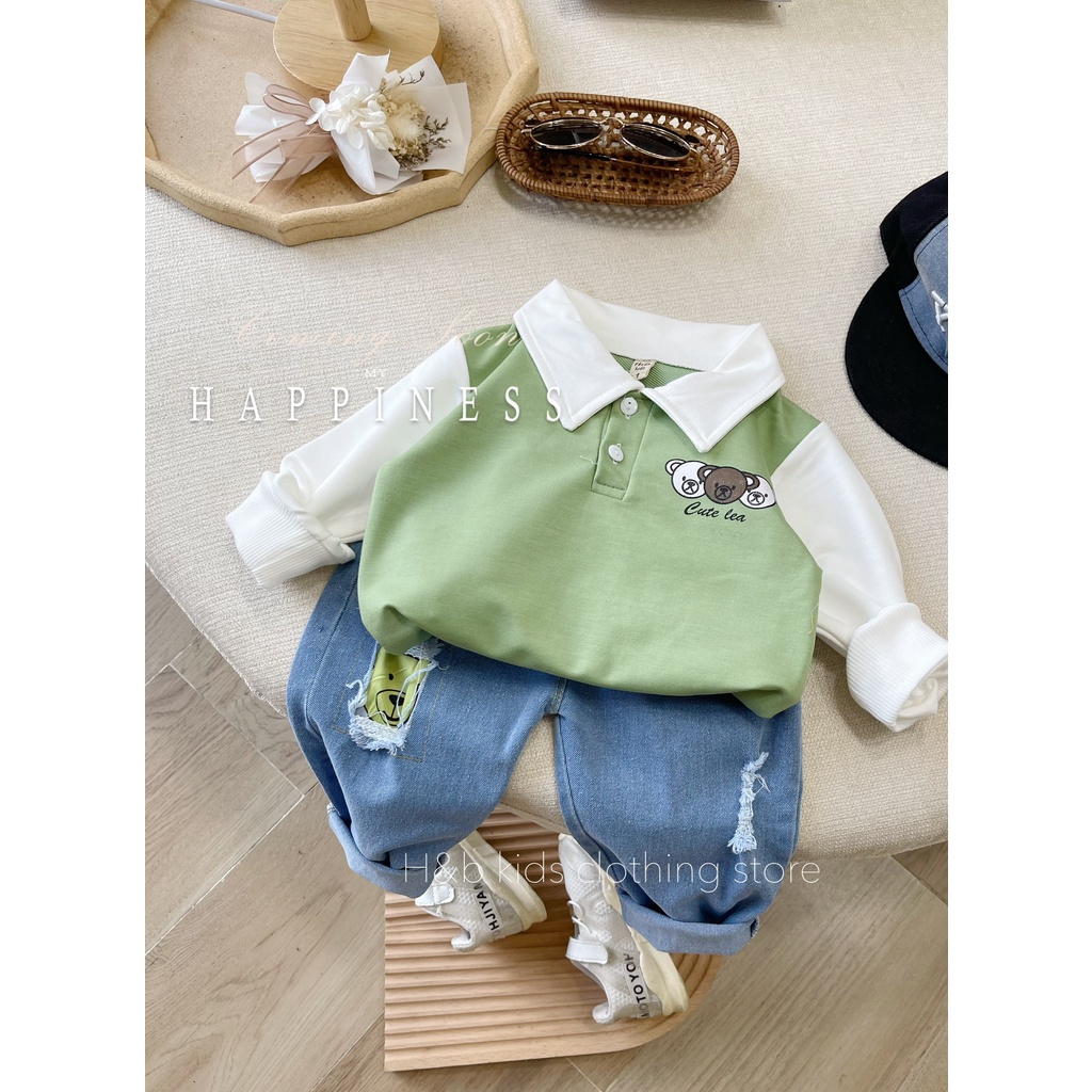 Bộ Quần Áo Gile, Quần Jean Áo Thun cho Bé Trai Gái Cực Đẹp  10-25kg