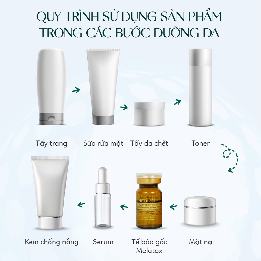 Tế bào gốc nám Melatox Medicell Hàn Quốc, mờ thâm nám tàn nhang, trẻ hóa xóa nhăn thích hợp với da lăn kim - 10 lọ
