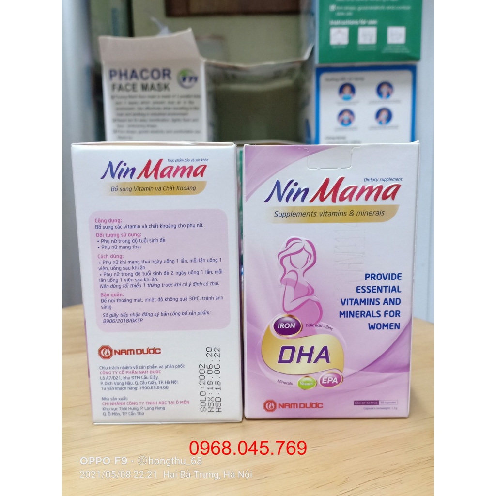 Nin Mama bổ sung sắt, DHA và các khoáng chất cho mẹ bầu