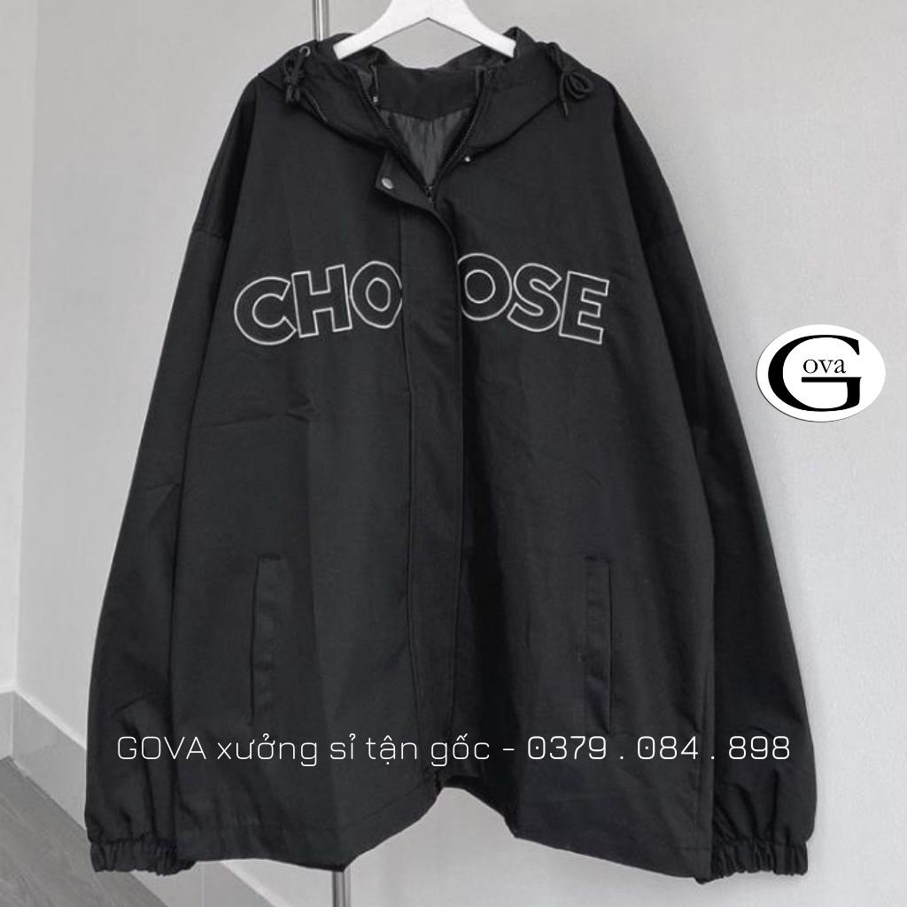 Áo Khoác Kaki CHOOSE Nam Nữ Ulzzang Unisex 2 Lớp Form Rộng Thể Thao Có Nón Trùm GOVA