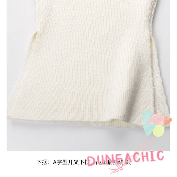 DUNEA Áo Kiểu Tay Ngắn Cổ Vuông Thiết Kế Lệch Tà Cá Tính Cho Nữ