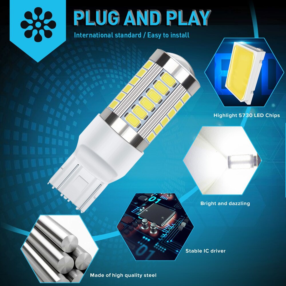 Đèn LED Chân T20 7443 Chip 5630 Dạng Cầu Lồi Siêu Sáng Với 33 SMD Cho Đèn Hậu, Đèn Lùi, Xi Nhan, Báo Rẽ Ô Tô, Xe Máy