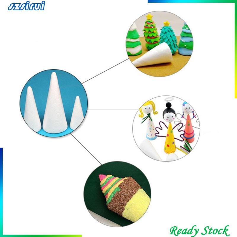 Set 10 Mô Hình Nón 7cm Bằng Xốp Polystyrene Styrofoam Dùng Trang Trí DIY