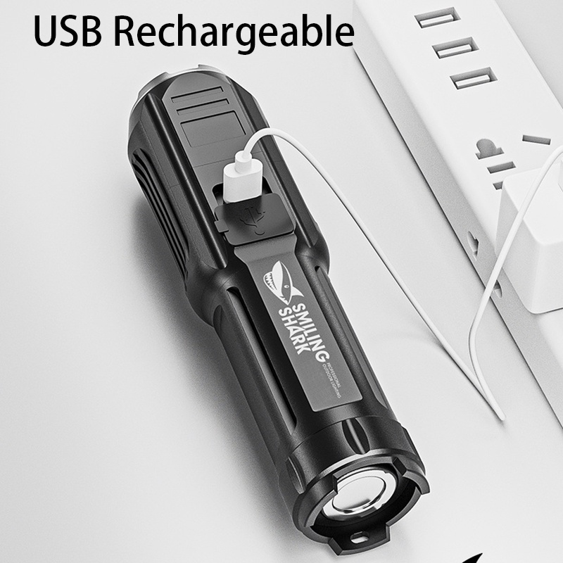 Đèn Pin 4 Chế Độ Sáng XPE ABS Đa Năng Sạc USB