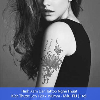 Hình Xăm Dán Tattoo Cao Cấp Hình Hoa Tờ Lớn 12x19cm - Mẫu FIJ