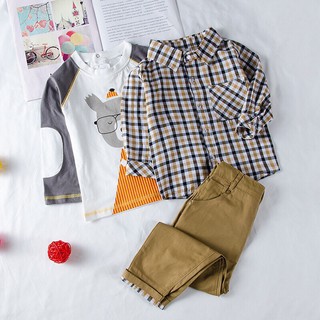 Set áo phông+ sơ mi+ quần kaki