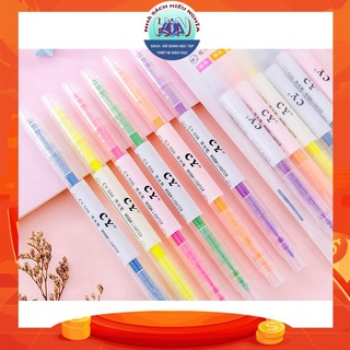 Set 06 Bút đánh dấu 2 đầu - bút highlight - bút nhớ dòng