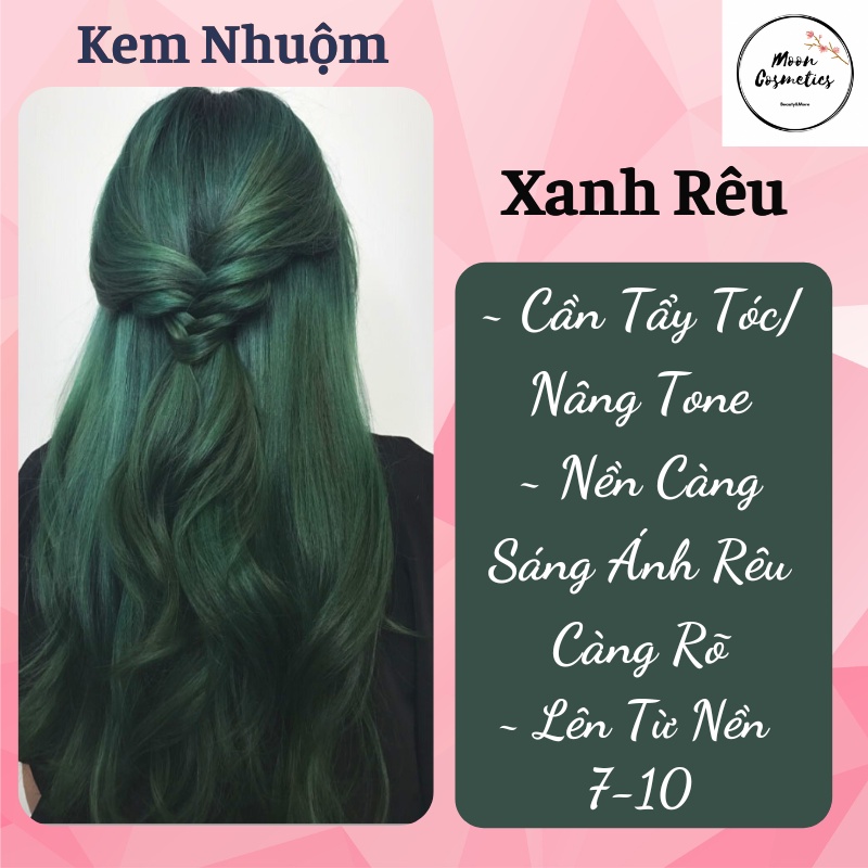 Thuốc Nhuộm Tóc Màu Xanh Rêu (Tặng Kèm Oxy + Chụp Tóc + Bao Tay)