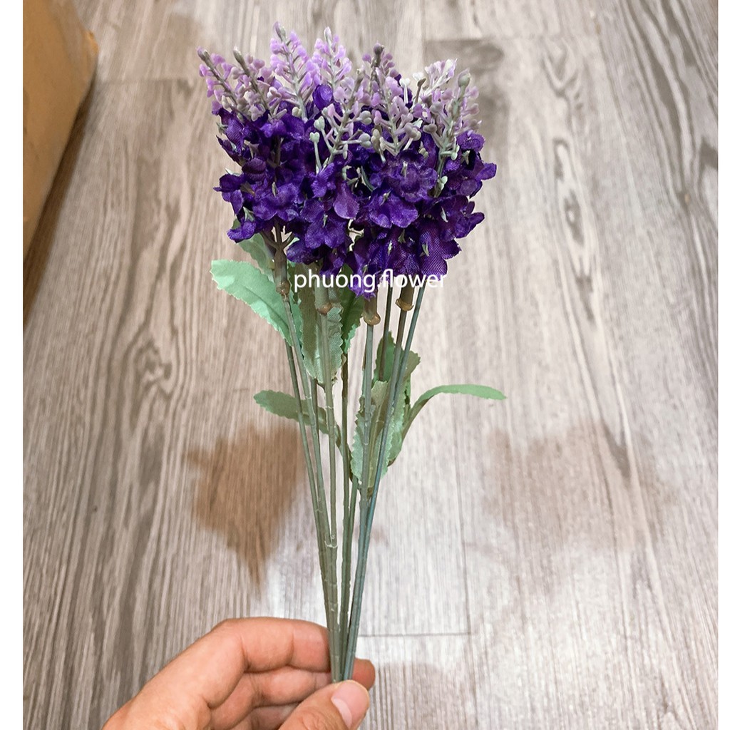 Cành hoa oải hương lavender giả nhân tạo loại 10 nhánh cành dài hoa ngắn giống hoa thật dùng cắm lọ rất đẹp